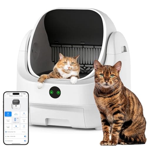 Open Top Automatic Litter Box, Odor Control, Ready to Use, Self Cleaning Litter Box, Large Capacity with APP Control and Safety Sensor, Ellenpent, with Trash Bags/Waterproof Mat/Litter Mat - Image 1