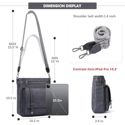 Roulens Crossbody Bags for Women,Multi Pocket Crossbody Purses Vegan Leather Shoulder Handbags Travel Purse Adjustable Strap - Thumbnail 6