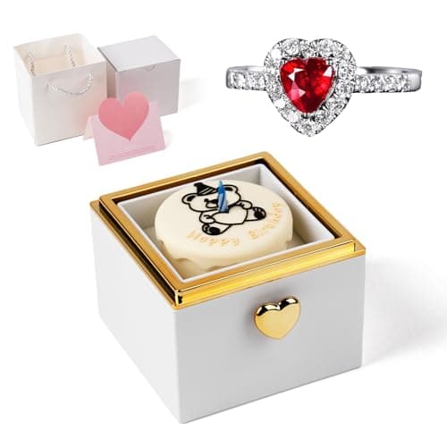 mountova Valentine’s Day Gift for Her，Creative Birthday Surprise Cake Box with a Built-in Surprise Button – birthday gift for girlfriends, mothers and grandmother (white) - Image 1