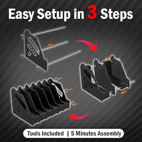 Shapakine Real Carbon Fiber 6-Slot Pistol Rack for Gun Safe - Ultra-Lightweight & Rigid Handgun Organizer - Premium EVA Foam Anti-Scratch Firearm Holder for Cabinet & Display Gun Storage Solutions - Thumbnail 5