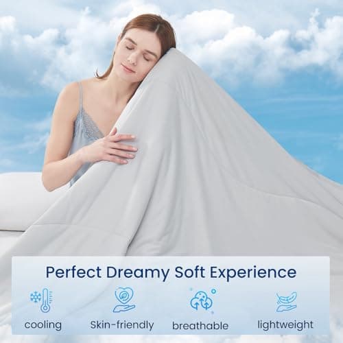 Topcee Cooling Comforter-Cooling Blanket Everlasting Cold Touch for Hot Sleepers-Q-max>0.45 Double-Sided Lightweight Design Summer Ice Blanket for Night Sweats-Grey Queen Size (90"x90") - Thumbnail 3
