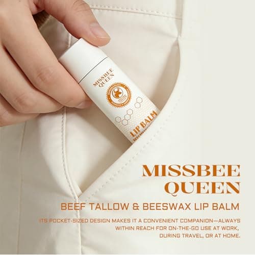 Beef Tallow Lip Balm with Original Beeswax | Dual-layer Hydrating Moisturizing for Dry Lips | Smooths Texture | Delivers Softness & Enhances Natural Shine | Unscented | 2PC (0.5 oz / 15g / 1pc) - Thumbnail 5