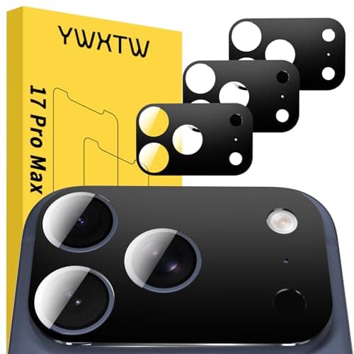 YWXTW [0 Bubbles for iPhone 17 Pro Max Camera Protector, Full Coverage Tempered Glass Lens Screen Protector for iPhone 17 Pro Max Accessories, Case Friendly, HD Clear, 3 Pack (Black) - Image 1