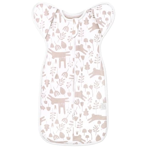 ANYEDDE Baby Transitional Swaddle Sleep Sack - Newborn Swaddle Transition Bag with Removable Cuffs Arms Up Design, Free Wearable Blankets, Pink & Rabbit (6-9 Month) - Image 1