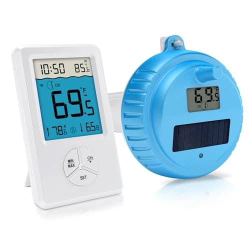 Pool Thermometer Floating Easy Read, Digital Wireless IPX8 Waterproof Thermometer with Indoor Temperature for Swimming Pool, Hot Tub Spa, Cold Plunge, Fish Tanks, Indoor Monitoring - Image 1