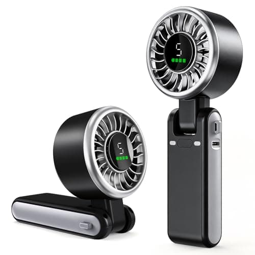 AWOAWO Portable Handheld Fan, 5 Speeds Wind, Battery Operated, Up to 13 Working Hours, Mini Personal Hand Fan Blow Cold Air for Travel, Beach, Vacation & Outdoor Activities (Black) - Image 1