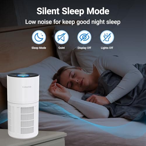 Air Purifiers for Home Large Rooms, Cobectal Air Cleaner with H14 True HEPA 3-in-1 Filter Covers up to 1650ft², Air Quality Sensor, Aroma Function & Sleep Mode, Pet Air Purifier, White - Thumbnail 6