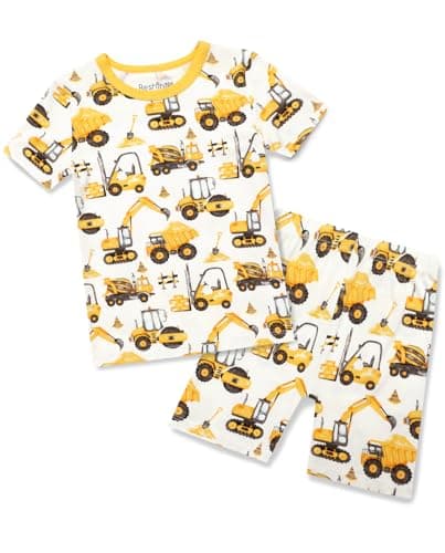 babee Reshinee Bamboo Viscose Toddler Car Pajamas Boys Girls Kids Baby Cool Short Summer Pjs Set 4-5T Two Piece - Image 1