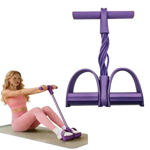 Pedal Resistance Band with Handles, 8-Tube Foot Exercise Band for Home Workout, Full Body Fitness Pull Rope for Abs, Arms, Legs, Non-Slip Foam Grips