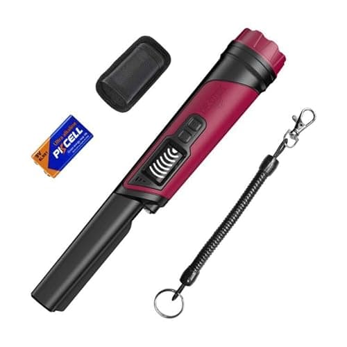 DR.ÖTEK Metal Detector Pinpointer, IP68 Fully Waterproof Underwater Pinpointer Metal Detector with LCD Screen & LED Light 360° Accurate High-Sensitivity Detection, Handheld Wand for Adults & Kids, Red - Thumbnail 4