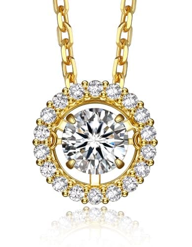 MomentWish Floating Necklace for Women, 0.5 Dancing Moissanite Necklace for Her, Gold Plated 925 Sterling Silver Pendant Anniversary Birthday Christmas Gift for Wife Mom Girlfriend-Halo - Image 1