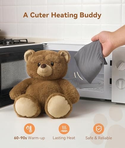 Dreamegg Microwavable & Weighted Stuffed Animal, Unscented Microwave Heating Pad for Period Cramps, 1.43 Lbs Teddy Bear, Washable Cover, Anxiety Relief, Cute Heatable Plushies - Thumbnail 3
