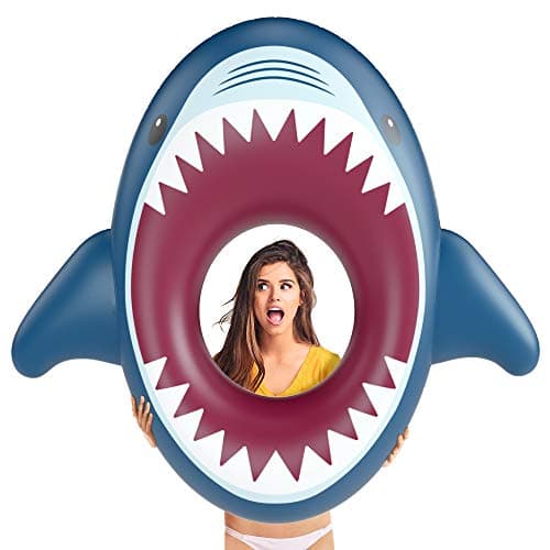 Jasonwell Inflatable Shark Pool Float Shark Floaties Water Fun Summer Beach Swimming Pool Tube Inflatables Ride on Pool Party Raft Lounge Toys for Kids & Adults - Thumbnail 4
