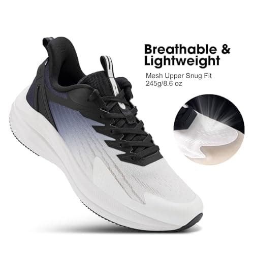 Men's Road Running Shoes Cushioning Athletic Sneakers - Non Slip Jogging Outdoor Gym Workout Comfortable Lightweight Walking Tennis Shoes Active5K Black - Thumbnail 4