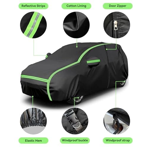 YIONCIO Car Cover for BMW X3 03-25, SUV Size, 420D Oxford Fabric, Waterproof Windproof Sunproof Car Covers, Durable All Weather Protection, Anti-UV Outdoor Full Car Cover - Thumbnail 2