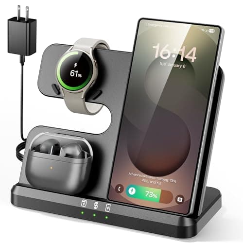 Eddibox 3 in 1 Charging Station for Samsung, Wireless Charger Stand for Galaxy S25 Ultra/S24/S23/Z Fold, Phone and Watch Charger for Samsung Watch Galaxy 8/7/6/5, Galaxy Buds 3/2/Pro - Image 1