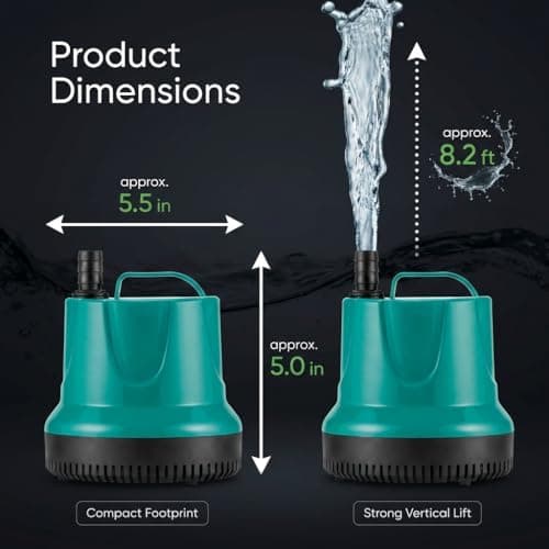 SHANGDA Small Sump Pump, Submersible Water Pump, 660GPH Pond Pump for Bathtub Pool Fish Tank with 6FT Power Cord, Greenish Blue - Thumbnail 4