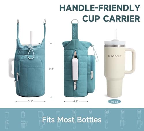 WOOMADA Water Bottle Holder Bag with Strap, 40/32 oz Crossbody Bag Gym Accessories, Sling Purses for Women(Green) - Thumbnail 3