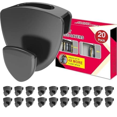 Latoxcaa Space Saving Hanger Hooks 20Pcs, Upgrade Heavy Duty Space Saver Hangers Connector Hooks for Clothes, Premium Hanging Closet Organizer for Dorm, Ganchos para Colgar Ropa, Black - Image 1