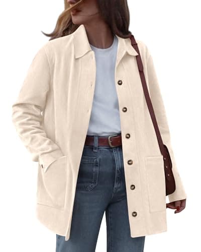 BTFBM Faux Suede Jacket Women Fall Fashion 2026 Leather Jackets Long Sleeve Button Down Winter Coats Shackets Outerwear(Beige, X-Large) - Image 1