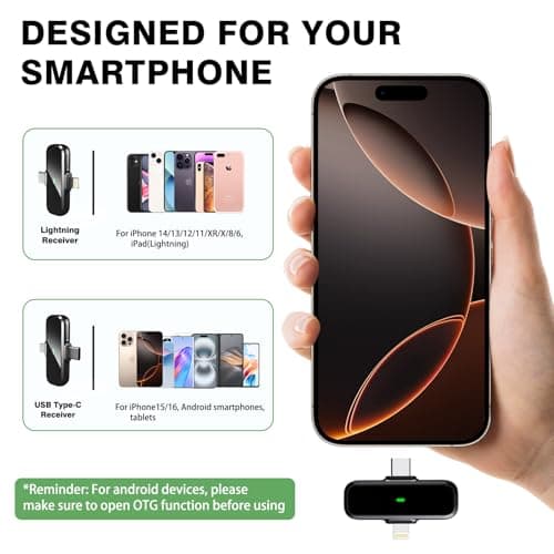 BKIY Wireless Lavalier Microphone for iPhone/Android - Dual Mini Noise Canceling Mic with Charging Case(30H), USB-C/Lightning Clip-on Microphone for Video Recording Streaming Podcast Vlogging(Black) - Thumbnail 4