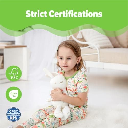 NewSeed Kids 2-Piece So Soft 2-Piece Playtime Set – Short Sleeve Crew Neck Top with Matching Leggings, Little to Big Kids (Cute rabbit, 3-4Y) - Thumbnail 6