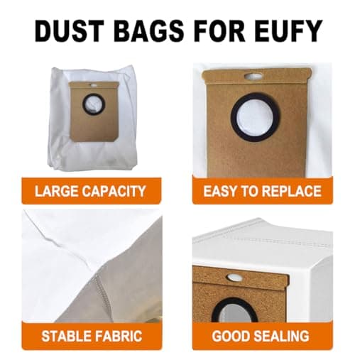 12 Pack Replacement Dust Bags compatible with Eufy L60 / L60 SE / L50 / L50 SE Robot Vacuum Bags for Eufy 3.6L Large Capacity Dust Bag for Home Office - Thumbnail 5