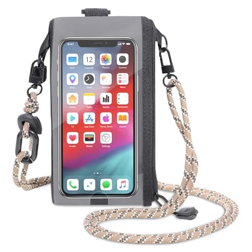 SHOMICO Small Crossbody Bags for Women, Faux Leather Cell Phone Purse Crossbody, Cross Body Purse with Touchable Clear Phone Window & Charging Port, Purses with Khaki Adjustable Crossbody Strap