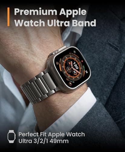 GROOBAL Titanium Band Compatible with Apple Watch Ultra 3/2/1 49mm Band for Men & Series 11/10 46mm, Grade 5 Titanium with DLC Coating for Ultra 3 Watch Band - Butterfly Clasp, Valentine Gifts for Men - Thumbnail 2