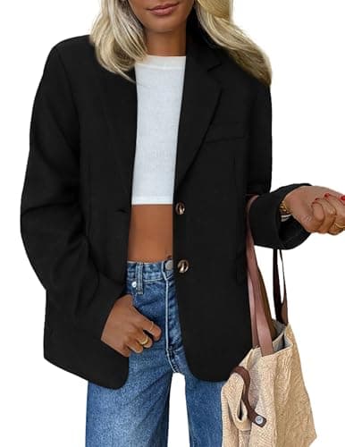 PRETTYGARDEN Blazers for Women Business Casual Fall Dressy Oversized Faux Suede Suit Jackets Work Office Teacher Clothes (Black,Medium) - Image 1