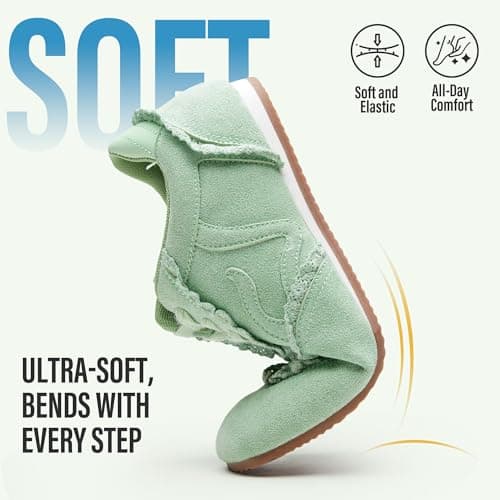 Vepose Women's Fashion Sneakers, Casual Dressy Square Toe Lace Detail Retro Tennis Shoes, Comfortable Lightweight Walking 8205 Trainers, Green Suede, Size 11 US(CJY8205 greenpu 11) - Thumbnail 5