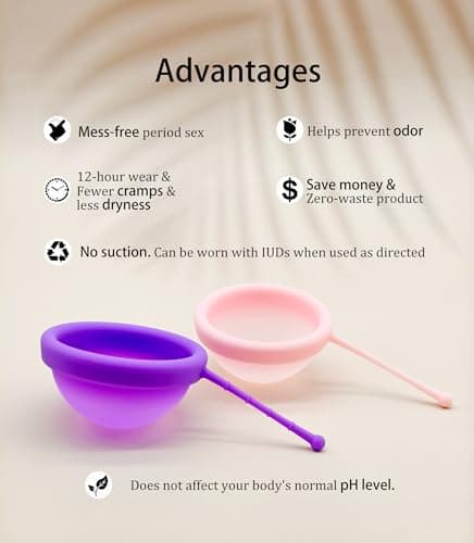 Ginalaia Reusable Menstrual Disc, Ultra-Soft Medical-Grade Silicone Period Disc for Women Wear 12 Hours 2 Size for Light & Heavy Flow Removal String (Purple+Pink, L+S) - Thumbnail 2