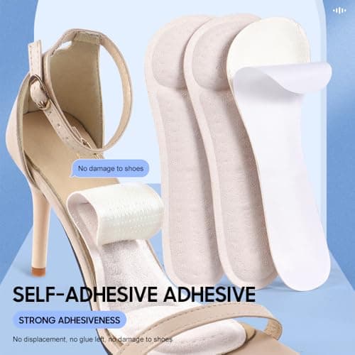 XINIFOOT High Heel Inserts for Women, 3/4 Length Women Thin Shoe Insoles for High Heels, Pumps, Open Toes, Flats, and Sandals, Anti-Slip Gel Cushions for Pain Relief (4 Pairs, Black+Beige) - Thumbnail 6