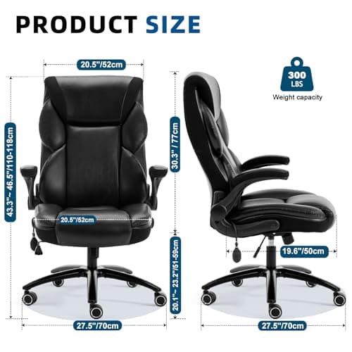 Fmolat Ergonomic Office Chair Gaming Chair Comfy - Breathable Leather Desk Chair with Lumbar Support & Back Support, Comfortable Computer Chair (Black) - Thumbnail 2