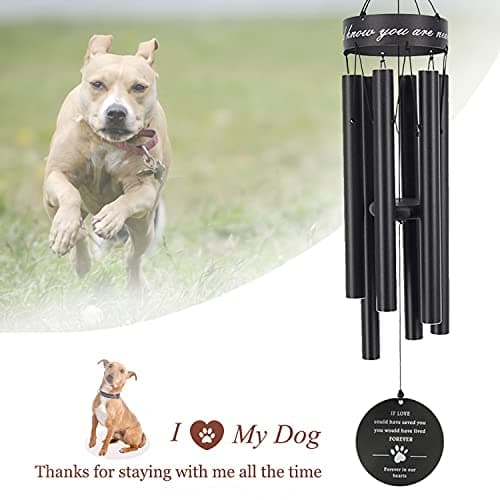 Pet Memorial Wind Chime, 30 Inches Paw Print Pet Remembrance Gift to Honor and Remember a Dog, Cat, or Other Pet, Premium Metal Wind Chime, Black - Thumbnail 4