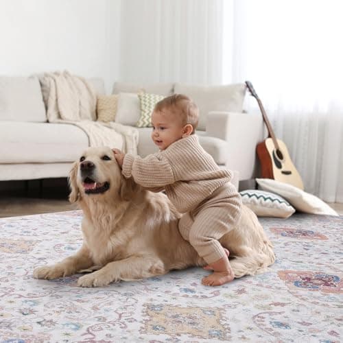 Vanmoos 2x3 Washable Area Rug – Soft, Non-Slip Entrance Rug, Durable Indoor Door mat, Floor Carpet for High-Traffic Areas, Entryway, Kitchen, and Bedside, Charm/Beige - Thumbnail 4