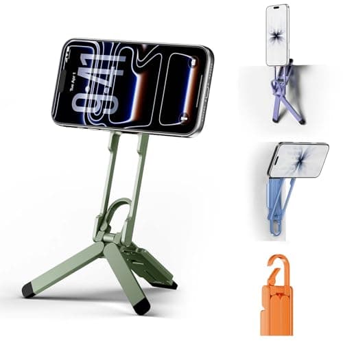 COMAN DP58 Magnetic Phone Tripod, Aluminum MagSafe Tripod Stand with Carabiner, Mini Portable Travel Pocket Stand for iPhone & Non-Magnetic Phones with Included Ring - Image 1