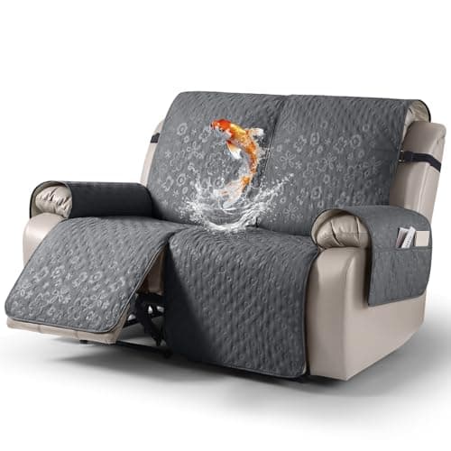 VANSOFY 100% Waterproof Recliner Sofa Covers, Couch Covers with Non-Slip Granule, 2-Piece Washable Reclining Sofa Cover with Pocket Furniture Protector for Kids, Pets（Dark Gray,2 Seater） - Image 1