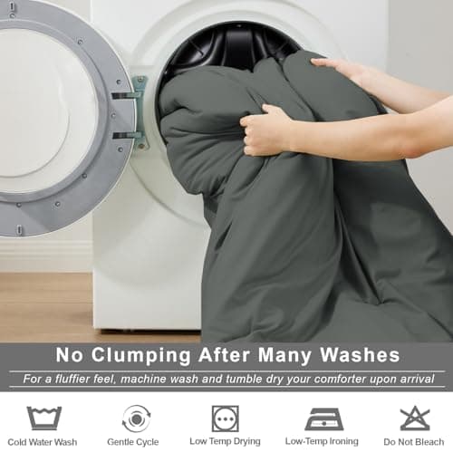 Homelike Moment King Size Comforter Set 7 Piece, Grey Bed in a Bag King Size Bed Set Lightweight and Machine Washable - Thumbnail 2