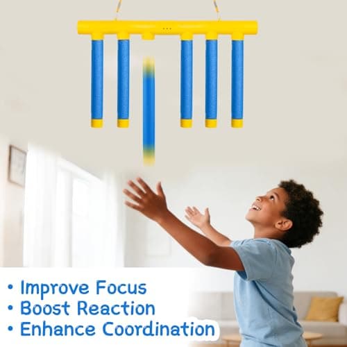 Karlstruyn Reflex Drop Sticks Challenge Game, Hand Eye Coordination Reflex Challenge Training Toy, 3 Adjustable Speed Modes, Catching Reflex Sticks for Kids and Adults - Thumbnail 2
