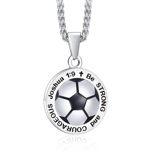 FLHEART Sports Necklace for Athletes with Joshua 1:9 Bible Verse - Adjustable Chain Pendant Jewelry for Baseball/Basketball/Football/Soccer | Christian Baptist Religious Gift for Men - Image 1