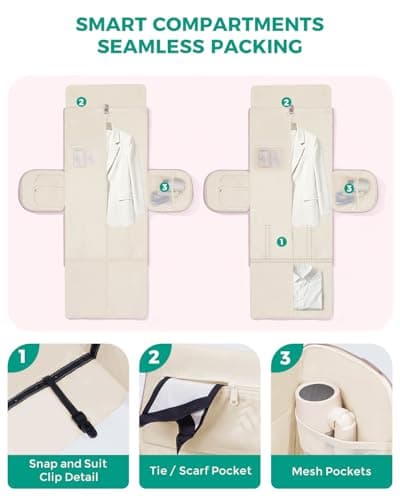 WANDF Convertible Garment Bags for Travel with Wet Pocket Carry on Garment Duffle Bag 2 in 1 Puffy Hanging Clothes Travel Bags with Shoe Compartment for Airplanes Business Weekend Gym Wedding (Pink) - Thumbnail 5