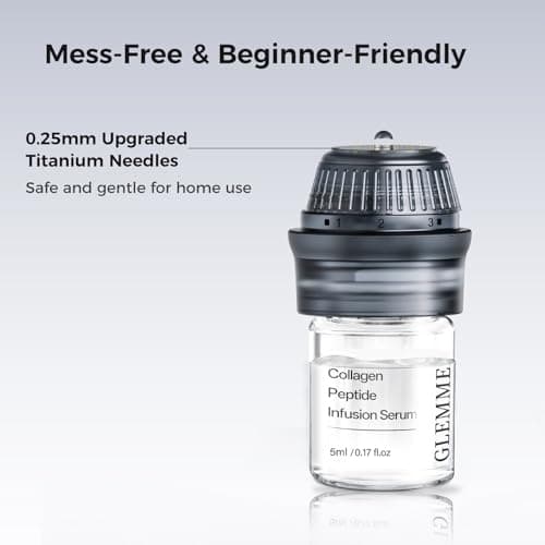 Micro Infusion System for Face & Neck, Titanium Needle Cosmetic Stamp Hydra Microneedling Serum - Peptides & Hyaluronic Acid Serum for All Skin Types, 0.25mm Home Infusion Set - Thumbnail 2