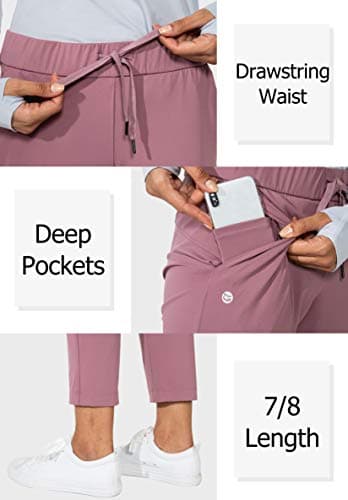 G Gradual Women's Pants with Deep Pockets 7/8 Stretch Sweatpants for Women Athletic, Golf, Lounge, Work (Pink, XX-Large) - Thumbnail 4