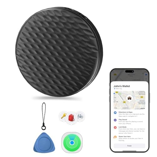 Tracker Tag Works with Apple Find My (iOS Only), Waterproof Item Finders, Luggage Tracker for Keys/Wallet/Suitcase (Black, 1 Pack)