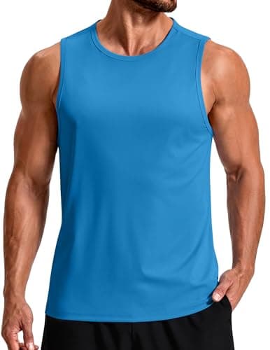 COOFANDY Sleeveless Shirt for Men Workout Tanks Tops Summer Quick Dry Gym Muscle Running Beach Swim Cut Off Tank Shirts Royal Blue - Image 1