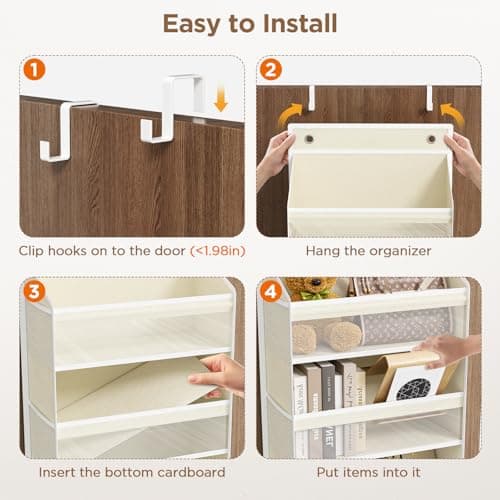 Mefirt Over The Door Organizer, 6 Shelf Door Hanging Organizers with 6 Large Capacity Pockets, Behind Door Storage Hanging Shelves for Closet Wall Bathroom Bedroom Nursery - Thumbnail 6