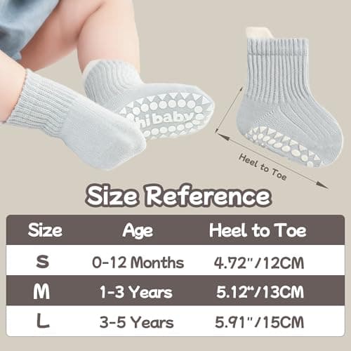 BISOUSOX Baby Boy Socks 0-6-12 Months, Toddler Socks 3T-4T-5T Grippy Non Slip Sock with Grips for Babies Newborn Infant - Thumbnail 2