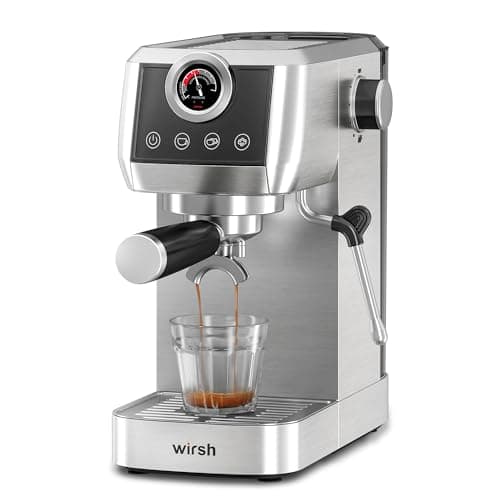 wirsh Espresso Machine, 20 Bar Semi-Automatic Espresso Maker with Pressure Gauge, Steam Wand, Stainless Steel Expresso Coffee Machine for Espresso/Latte/Cappuccino, Touch Screen,Home Barista Plus - Image 1