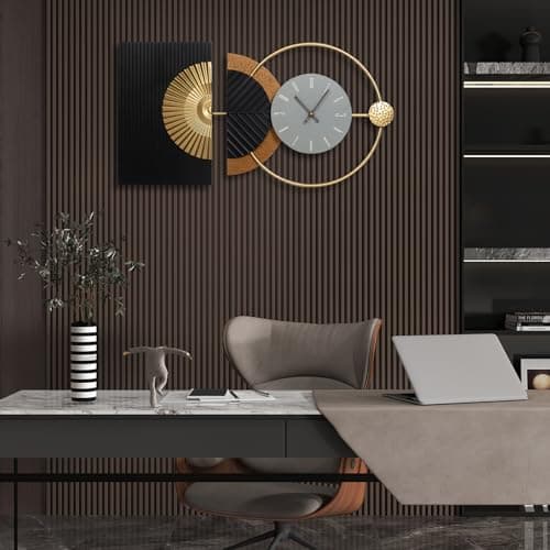Tiuposr 30x18 Inch Decorative Wall Clock Contemporary Asymmetric – Silent Battery Operated Large Clocks for Living Room, Kitchen, Bedroom, Home Decor - Thumbnail 5